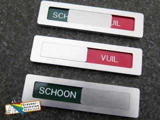 Schoon-vuil schuifplaatje, aluminium met RVS look.